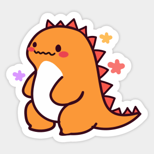 Kawaii cute orange dinosaur Sticker